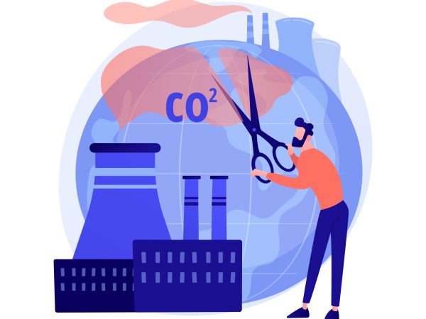 Stop air pollution. Carbon dioxide reduction, environmental damage, atmosphere protection. Toxic emission problem. Ecology volunteer cartoon character. Vector isolated concept metaphor illustration